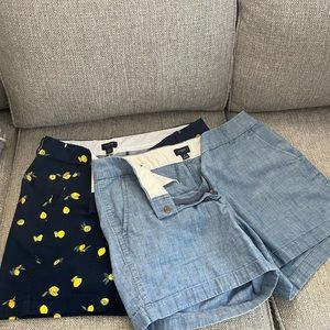 Jcrew shorts Chambray and navy with lemons